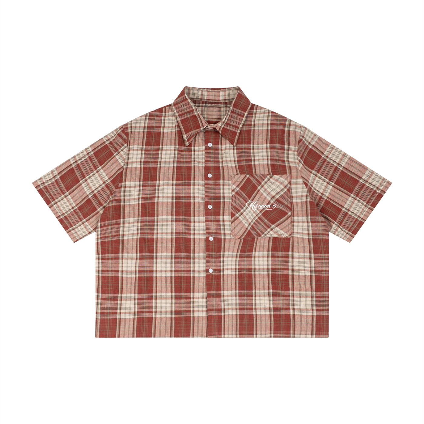 His Name Is Jesus Plaid Boxy Short Sleeve Shirt