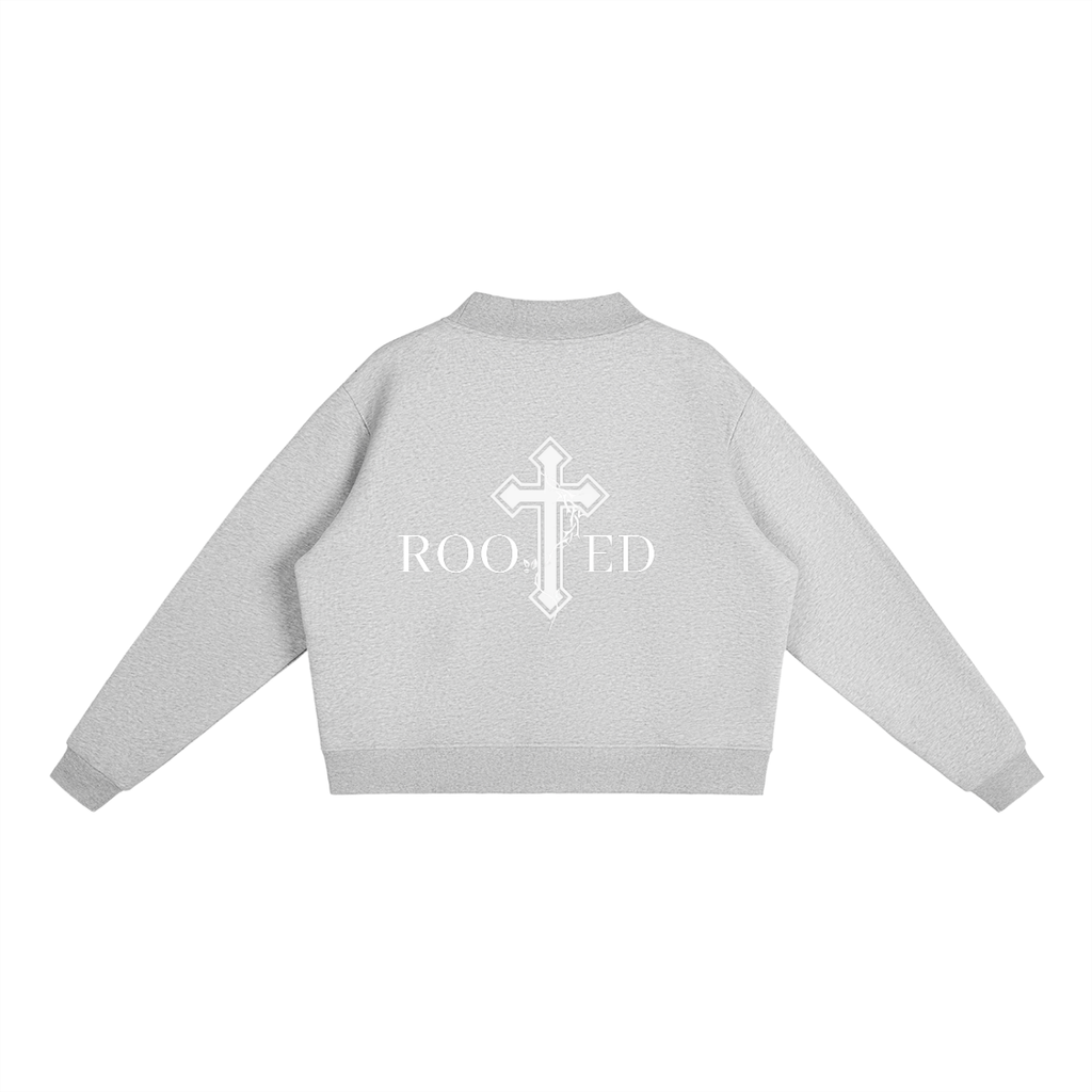 ROOTED Fleece Mock-Neck Crew Sweatshirt