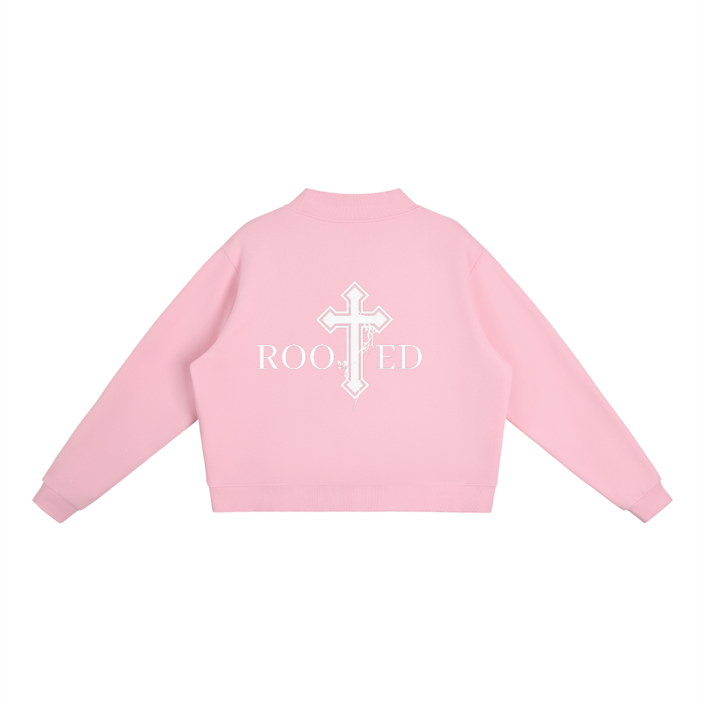 ROOTED Fleece Mock-Neck Crew Sweatshirt