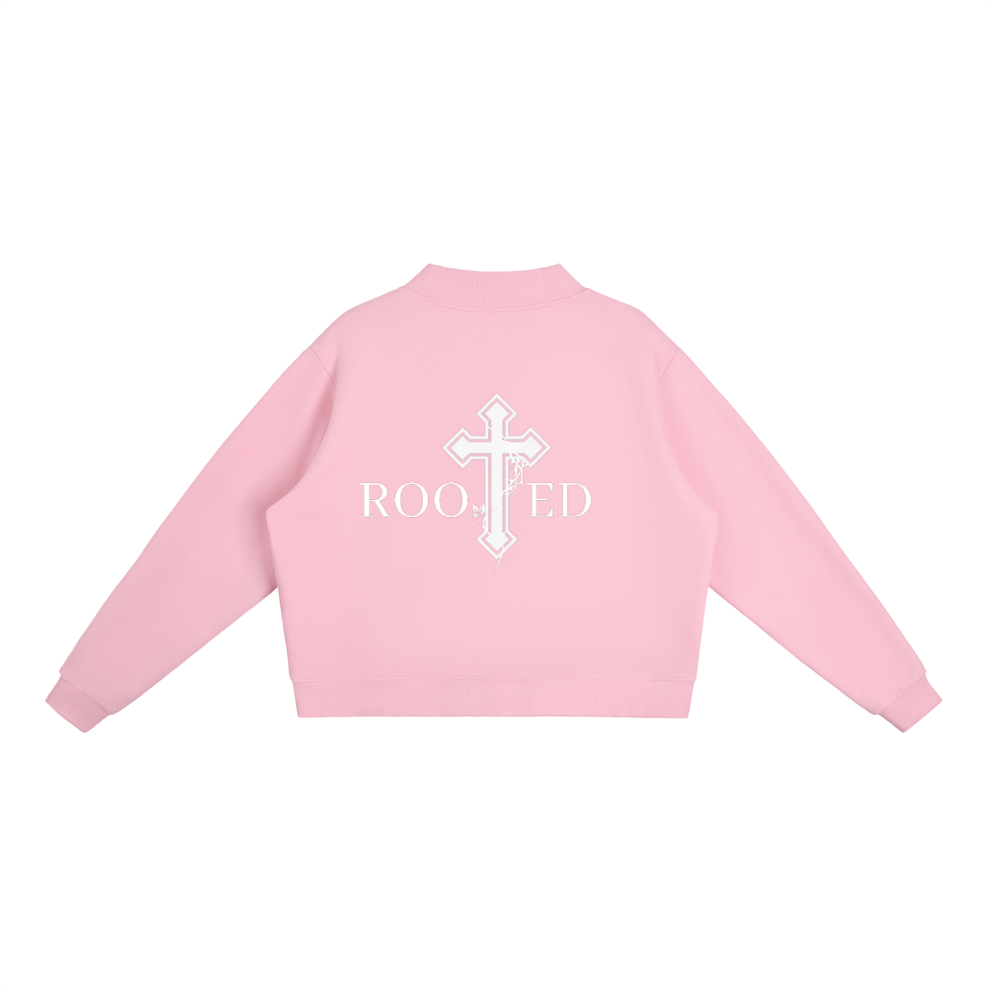 ROOTED Fleece Mock-Neck Crew Sweatshirt