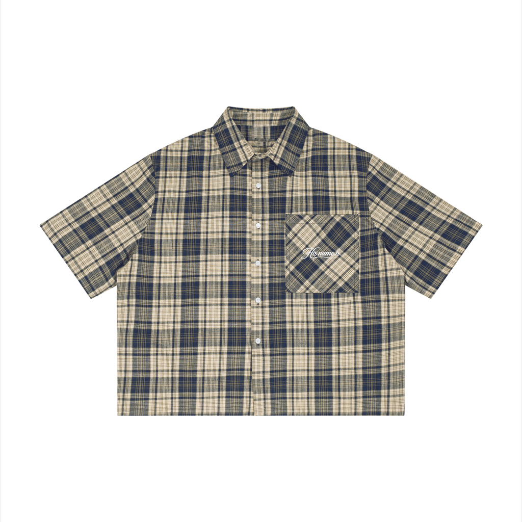His Name Is Jesus Plaid Boxy Short Sleeve Shirt