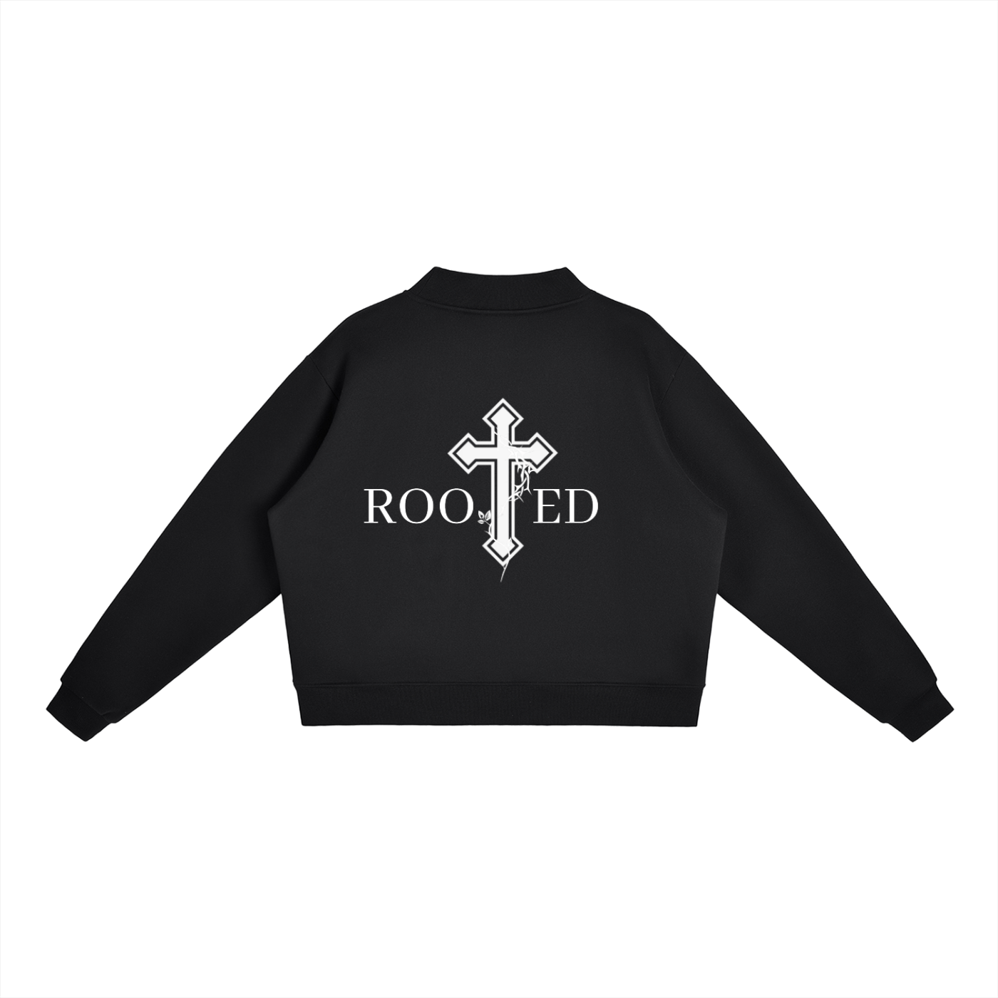 ROOTED Fleece Mock-Neck Crew Sweatshirt